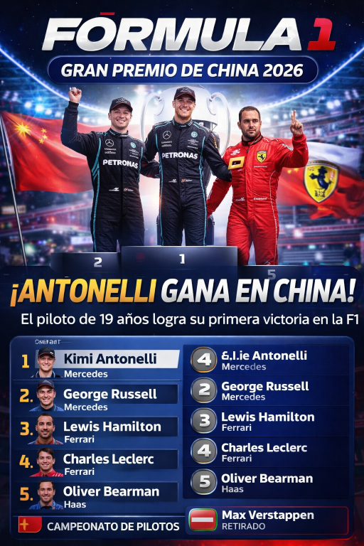 Joven promesa sacude la Fórmula 1: Antonelli gana en China y se mete en la pelea del campeonato